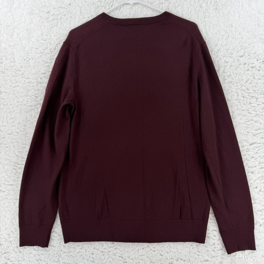 Banana Republic Baruffa Sweater Mens Medium Red Merino Wool V Neck Knit Pullover